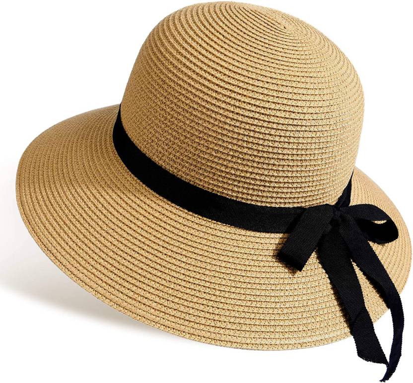 Icw Women Foldable Straw Sun Hat