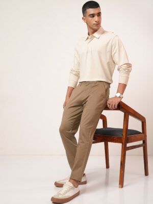 Highlander Premium Satin Chino Trousers on Myntra