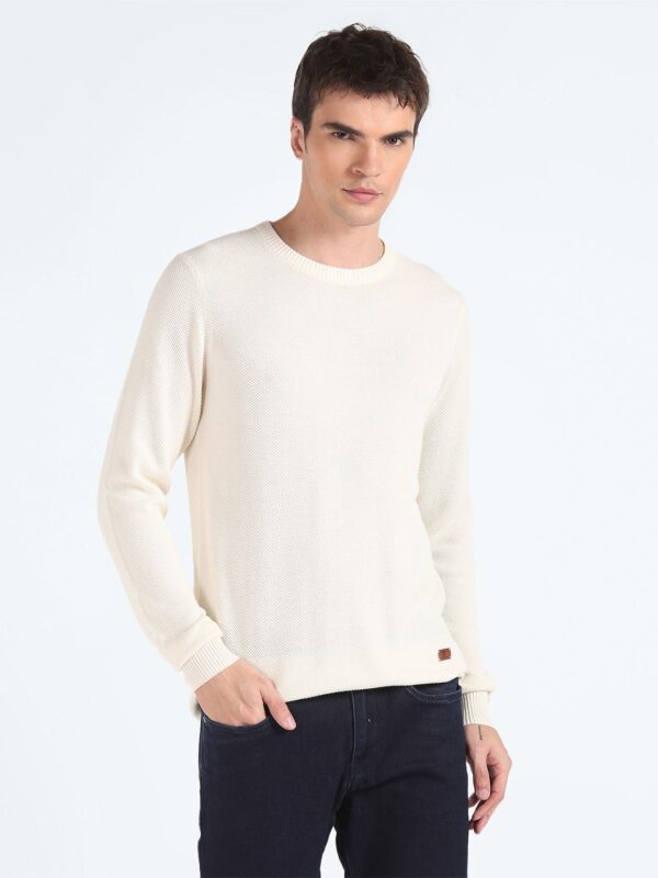 Flying Machine Ribbed Pure Cotton Pullover Sweater on Myntra