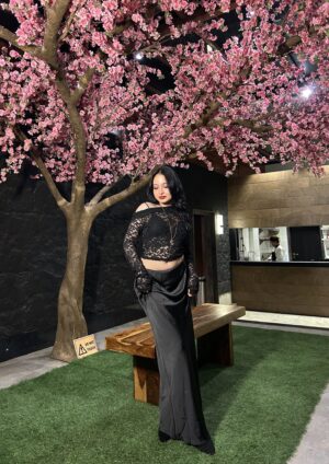 Black Mermaid Satin Skirt on Savana